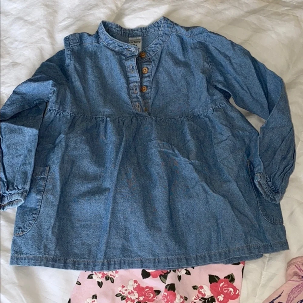 Bundle Carter’s floral leggings w/ longsleeve Jean like top and  Old Navy dress